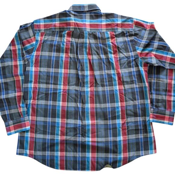 Savile Row Shirt Mens XL Plaid Button Down Long Sleeve Tailored Dress Shirt - Picture 4 of 6